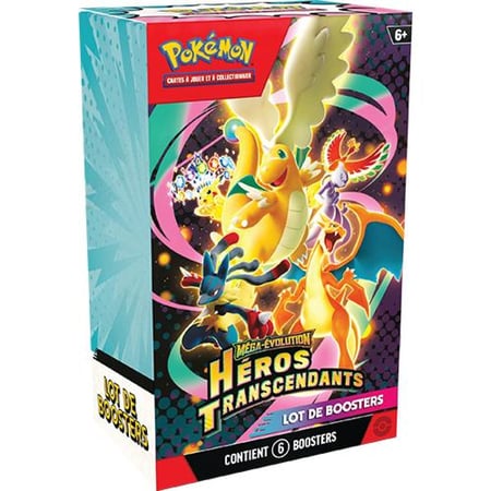 Bundle 6 Boosters Pokémon – Héros Transcendants – Méga-Évolution