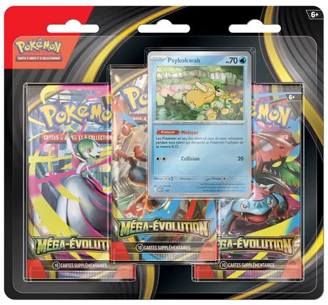 Tripack Pokémon Méga-Évolution Psykokwak FR – 3 Boosters + Carte Promo – Produit Officiel Scellé