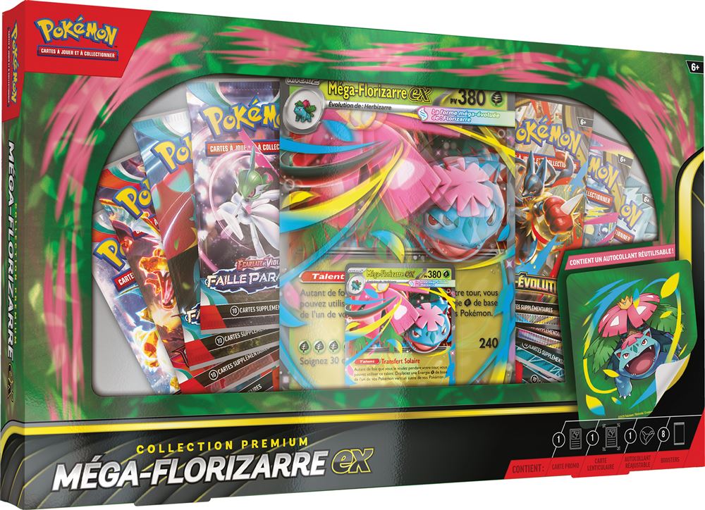 Coffret Premium Pokémon Méga-Florizarre EX – Collection Premium avec Boosters Pokémon