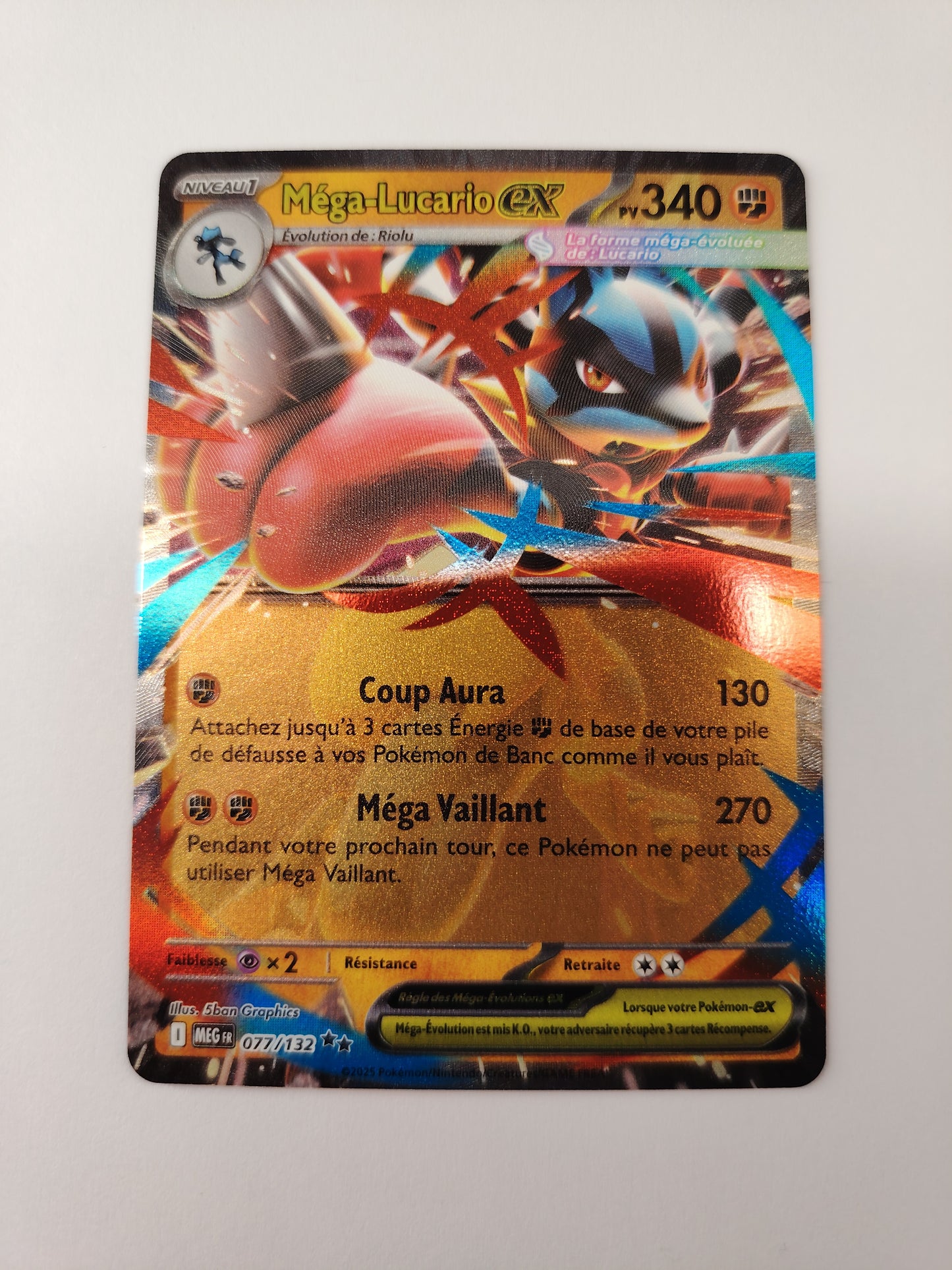 Méga-Lucario EX 077/132 – Carte Pokémon Ultra Rare Française