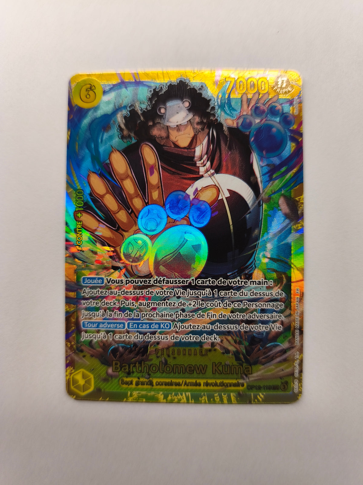 ✨ Bartholomew Kuma OP12-119 SR – One Piece Français