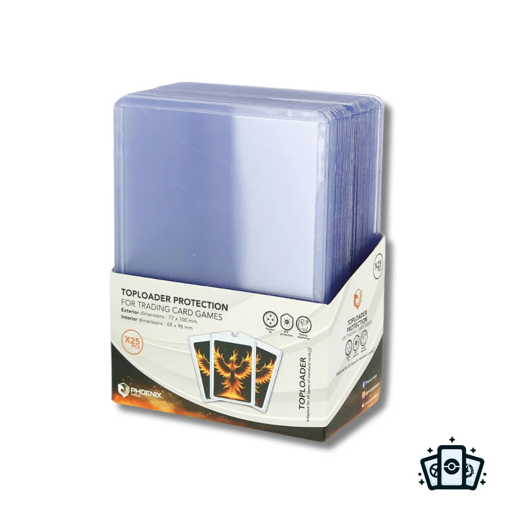 Toploader Phoenix Shield x25 – Protection Cartes Pokémon, One Piece, Yu-Gi-Oh (Rigide 77x100mm)