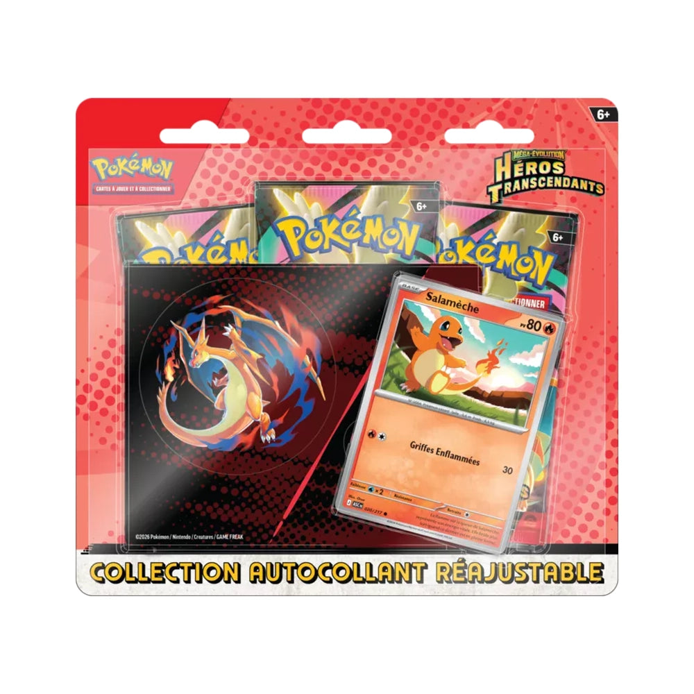 Tripack Pokémon ME 2.5 Héros Transcendants Salamèche Français (3 Boosters + Promo + Autocollant)