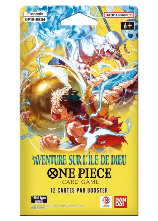 Booster Blister One Piece OP15-EB04 Aventure sur l’Île de Dieu (FR) – 12 Cartes – Produit Officiel Scellé